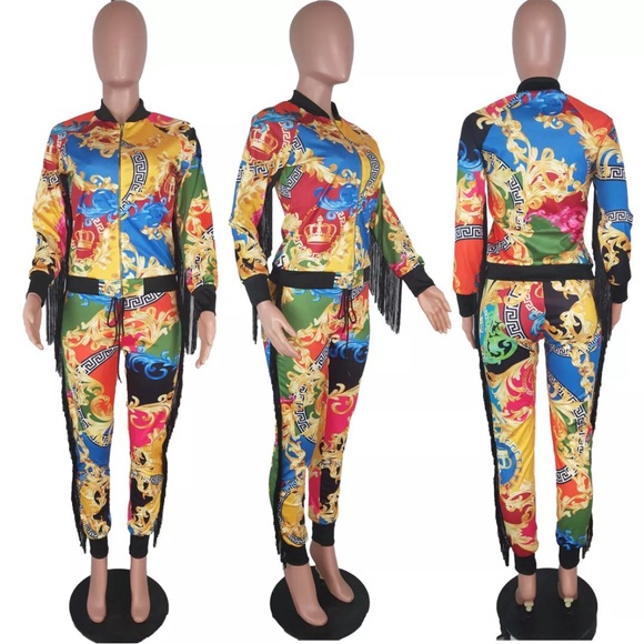 New Vibrant Colorful Two Piece Jogger Set Juniors’ Size XL - Picture 3 of 6